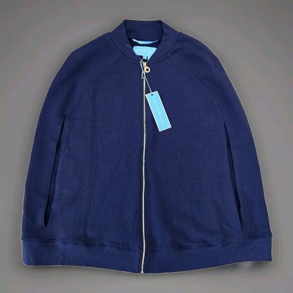 Draper James Knit Sweater Cape NWT XS/S In Navy MSRP $115+ - Picture 1 of 7